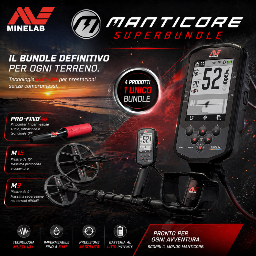 Minelab Manticore Super Bundle con M9 M15 e PRO-FIND 40
