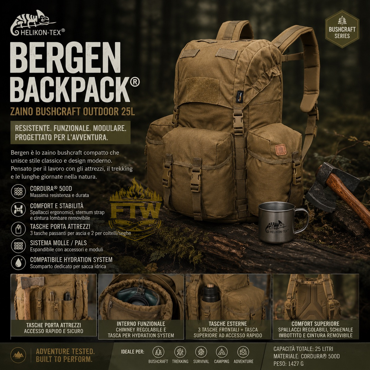 zaino bushcraft outdoor helikon tex