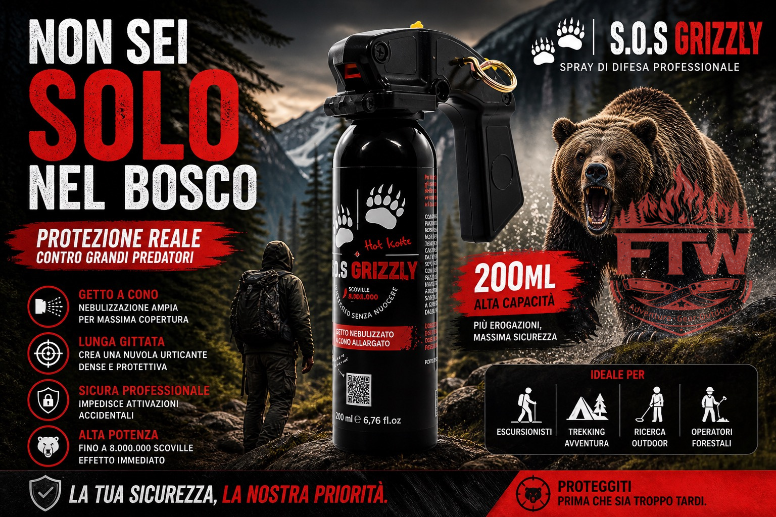 sos grizzly spray 200ml anti orso