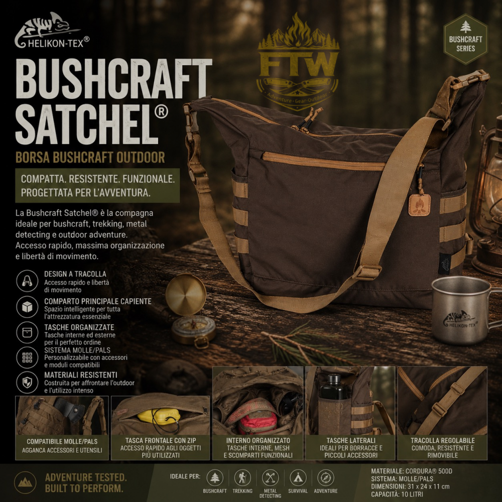 Helikon-Tex Bushcraft Satchel® – Borsa Bushcraft Outdoor per Adventure e Trekking