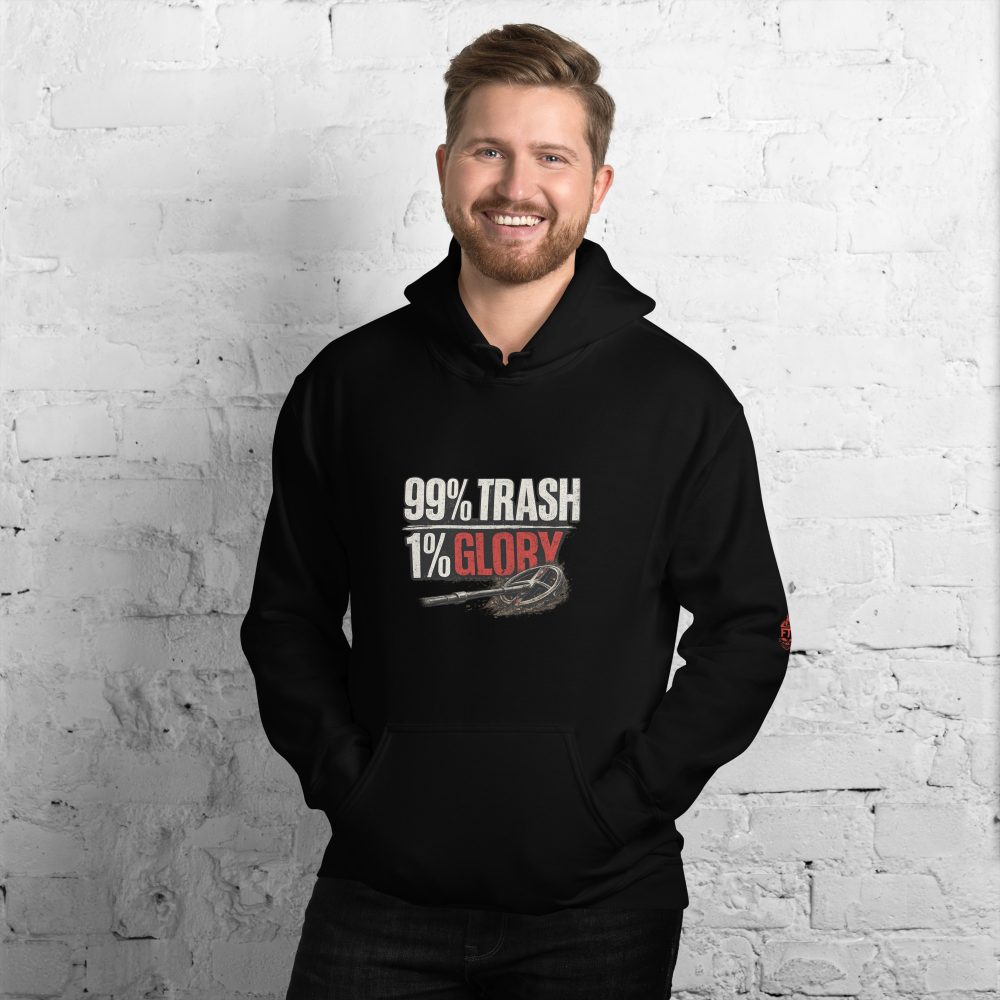 felpa metal detecting 99 trash 1 glory hoodie detectoristi vintage